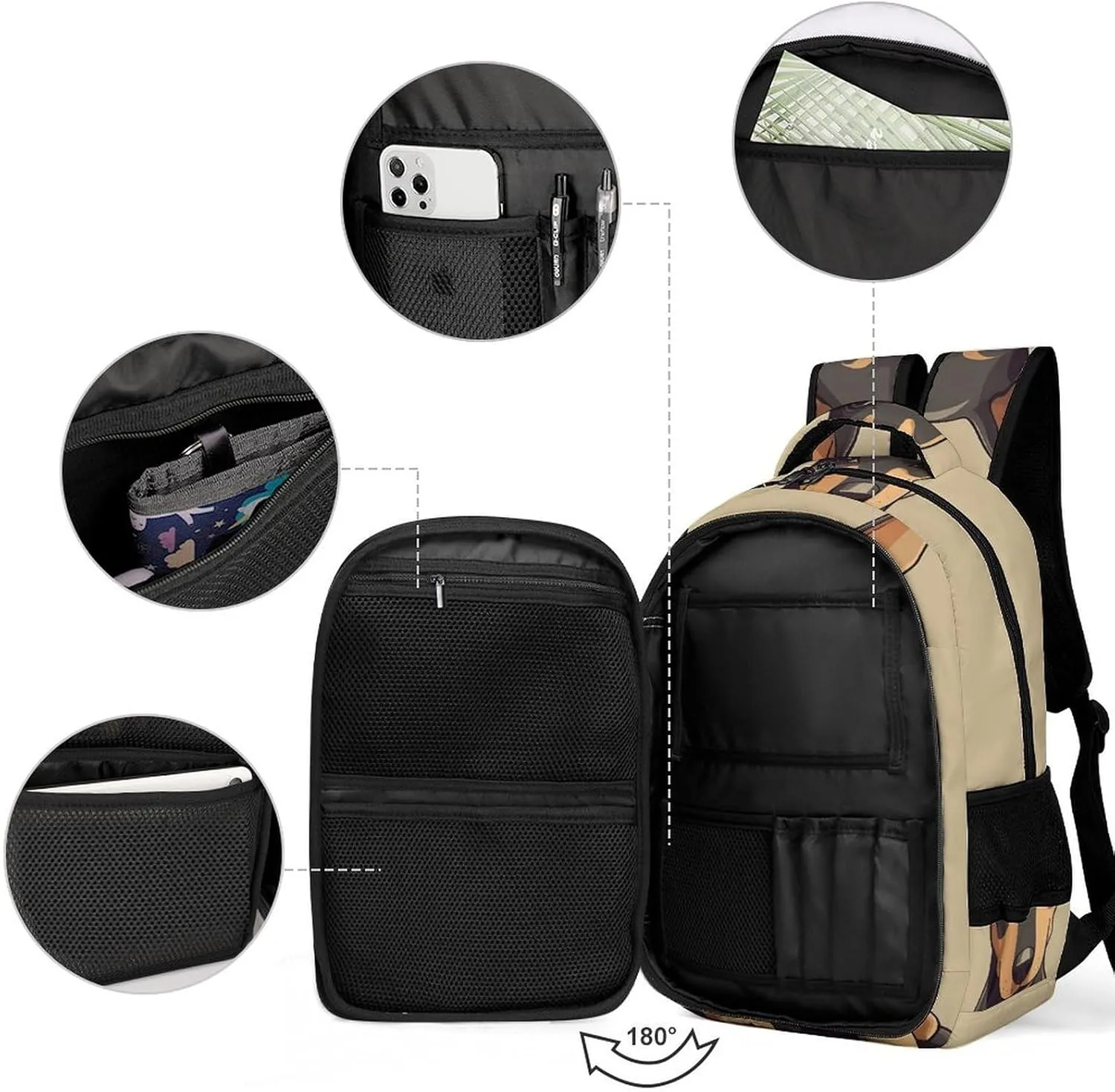 Laptop Backpack for Men Women Daypack Doberman Puppy with Erect Ears Computer Bag Travel Backpacks Laptop Bag