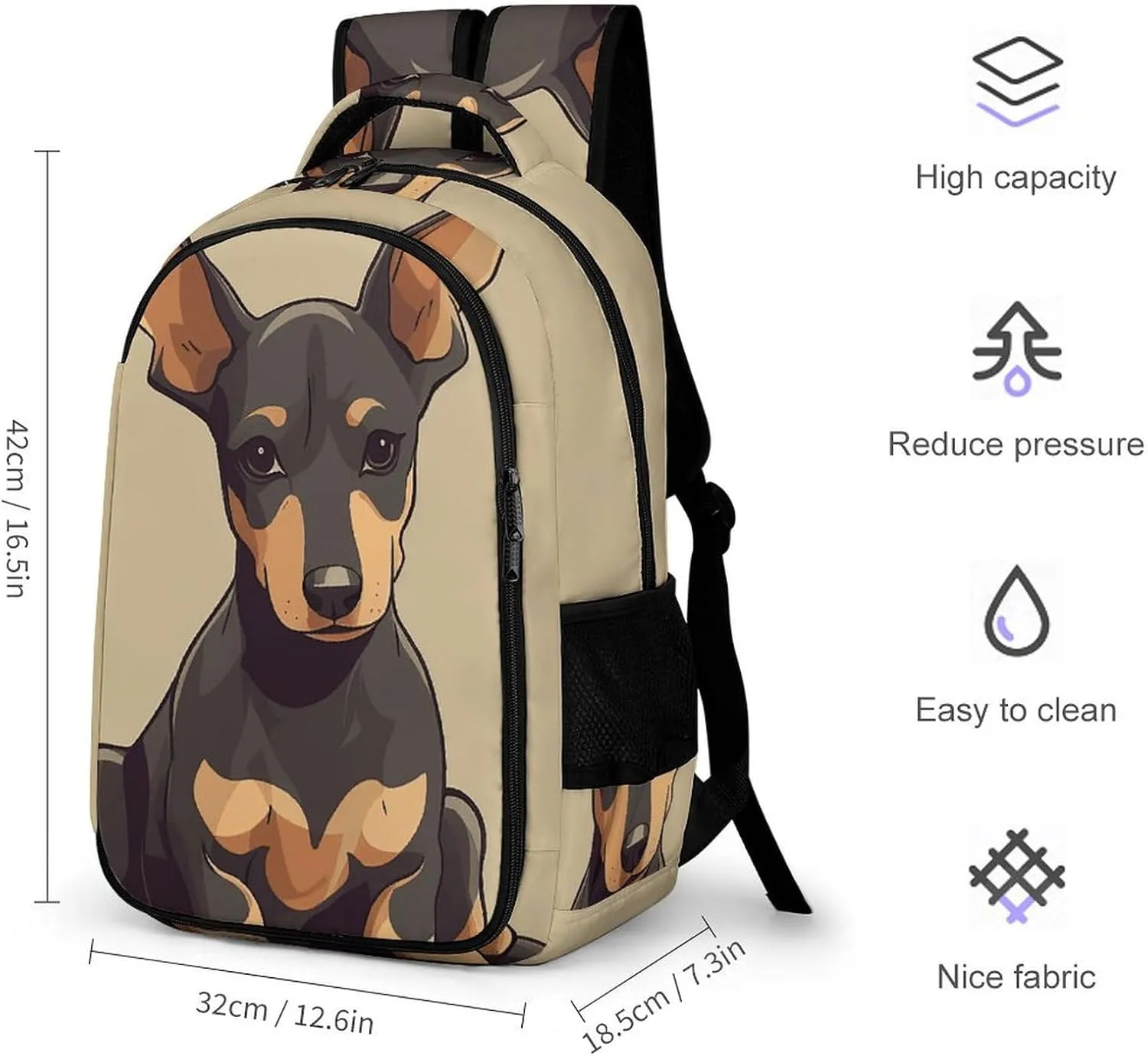 Laptop Backpack for Men Women Daypack Doberman Puppy with Erect Ears Computer Bag Travel Backpacks Laptop Bag