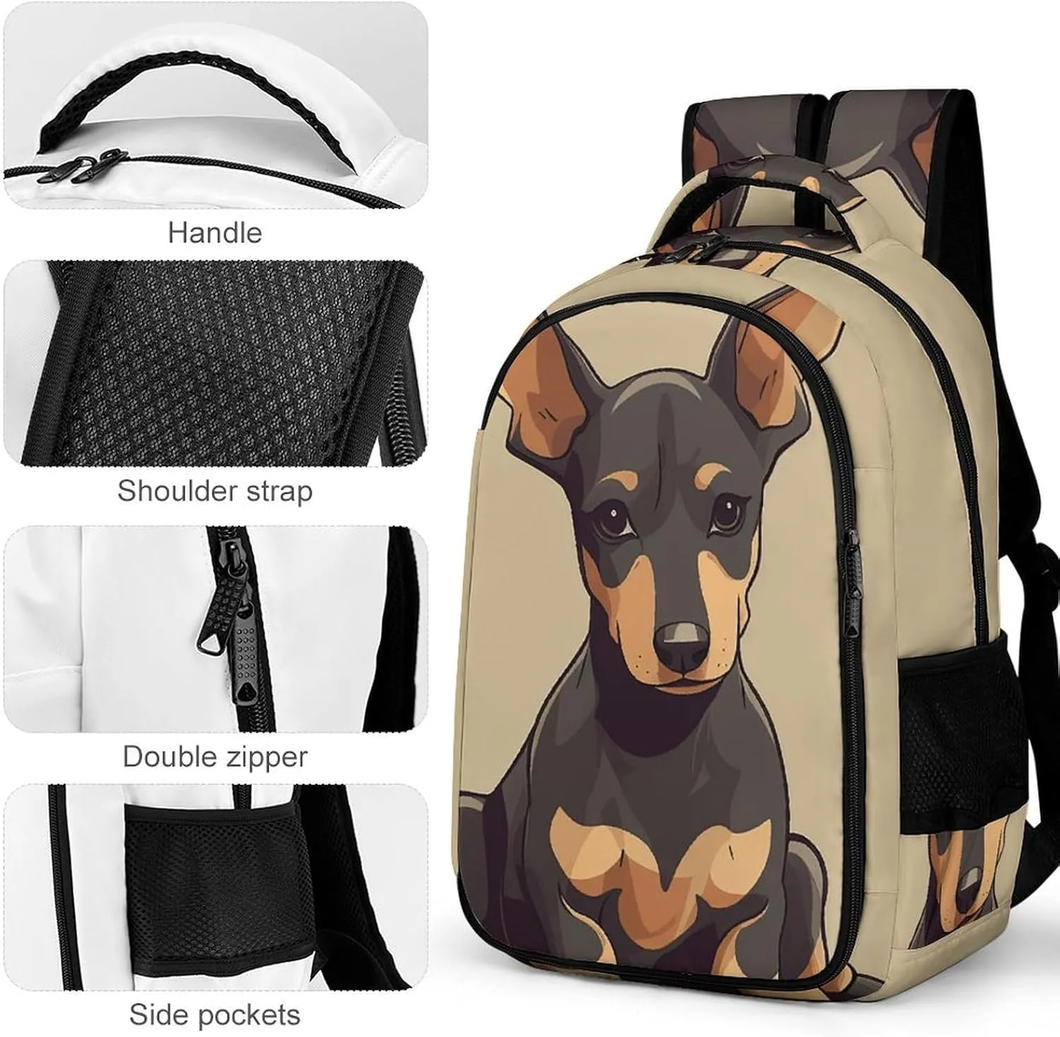 Laptop Backpack for Men Women Daypack Doberman Puppy with Erect Ears Computer Bag Travel Backpacks Laptop Bag