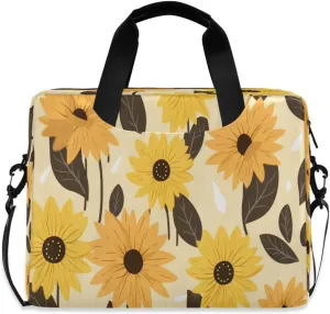 Laptop Bag Computer Bags Messenger Shoulder Bag Briefcase Sunflower Brown Leaves for Business Office Work