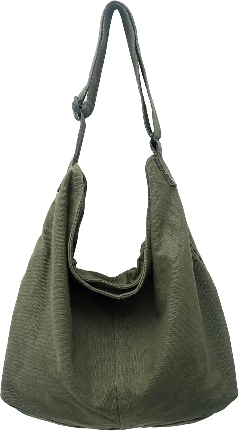 Large Capacity Canvas Hobo Bags for Women & Men, Shoulder Crossbody Bags, Tote Messenger Handbag for Work, Shopping, Travel…