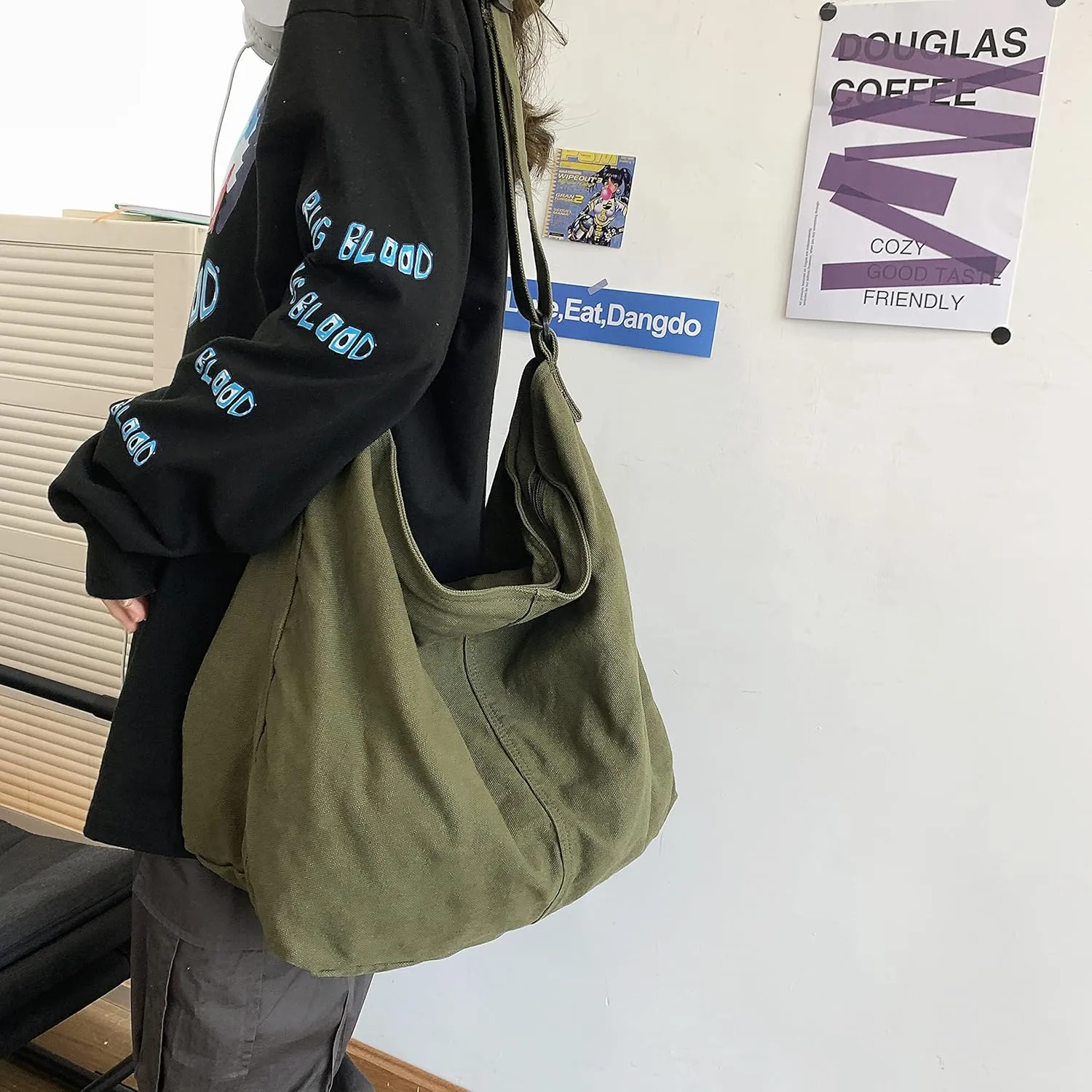 Large Capacity Canvas Hobo Bags for Women & Men, Shoulder Crossbody Bags, Tote Messenger Handbag for Work, Shopping, Travel…