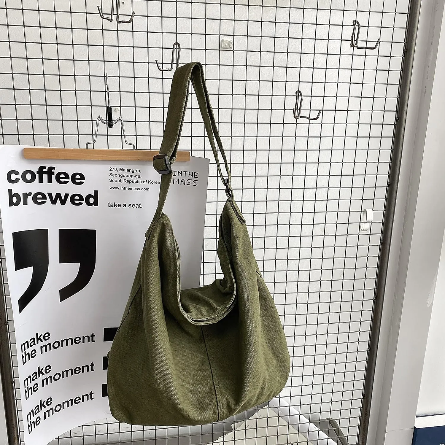 Large Capacity Canvas Hobo Bags for Women & Men, Shoulder Crossbody Bags, Tote Messenger Handbag for Work, Shopping, Travel…