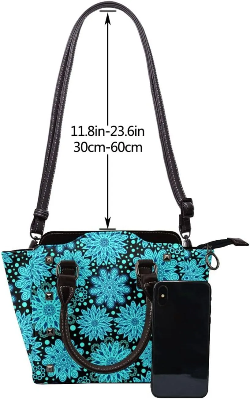Large Capacity Shoulder Bag for Women PU Leather Shoulder Tote Handbag Studded Clutch Bag