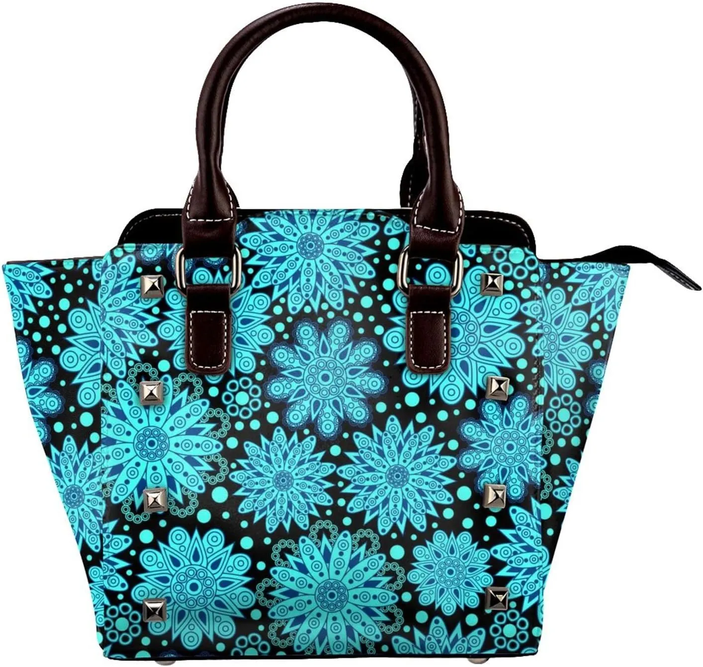 Large Capacity Shoulder Bag for Women PU Leather Shoulder Tote Handbag Studded Clutch Bag