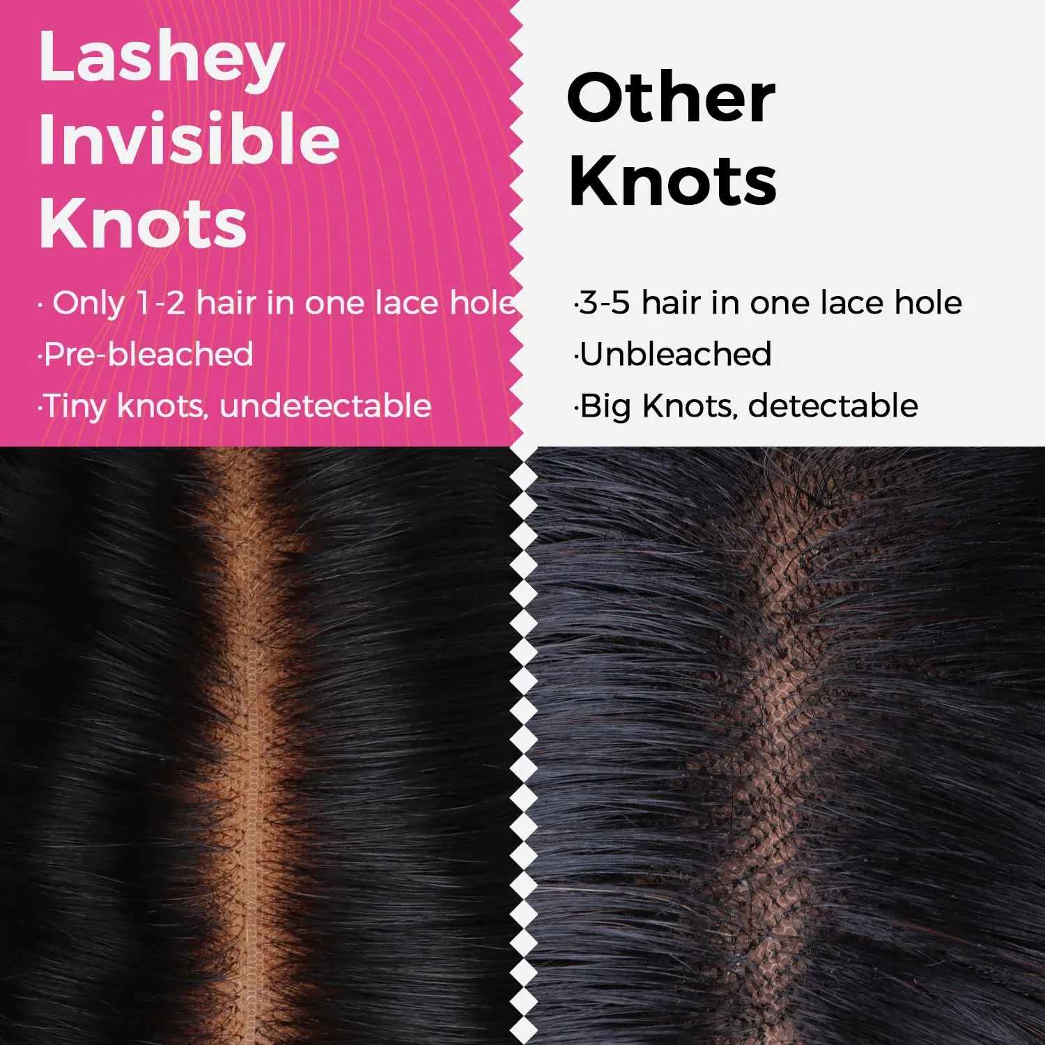 Lashey 5x5 HD Lace Closure, Natural Black HD Closure Pre Bleached Knots Pre Plucked Hairline Straight Human Hair 12 Inch