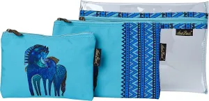 Laurel Burch Indigo Mares Set of 3 Cosmetic Bags (Indigo Mares)