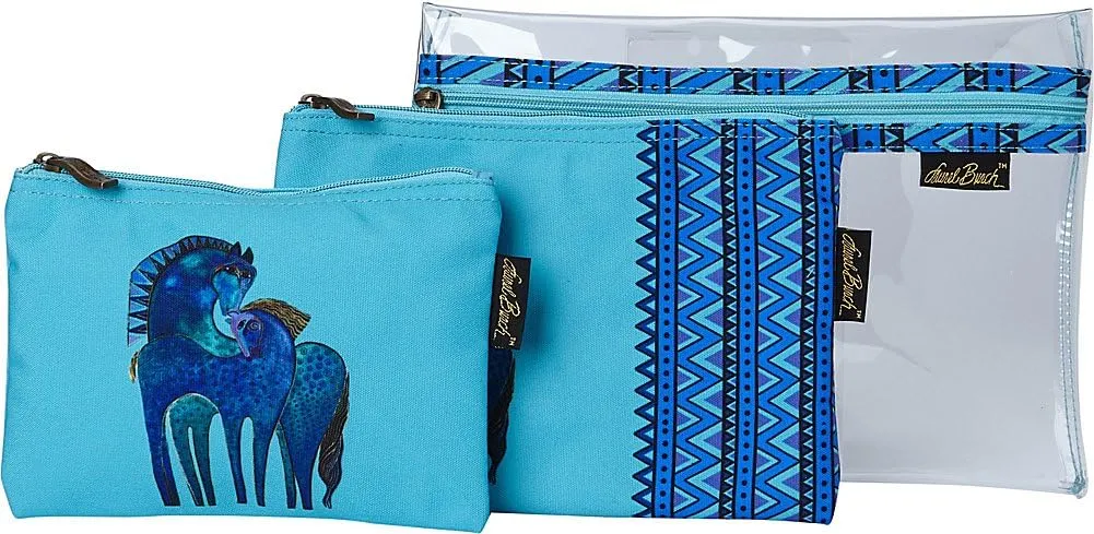 Laurel Burch Indigo Mares Set of 3 Cosmetic Bags (Indigo Mares)