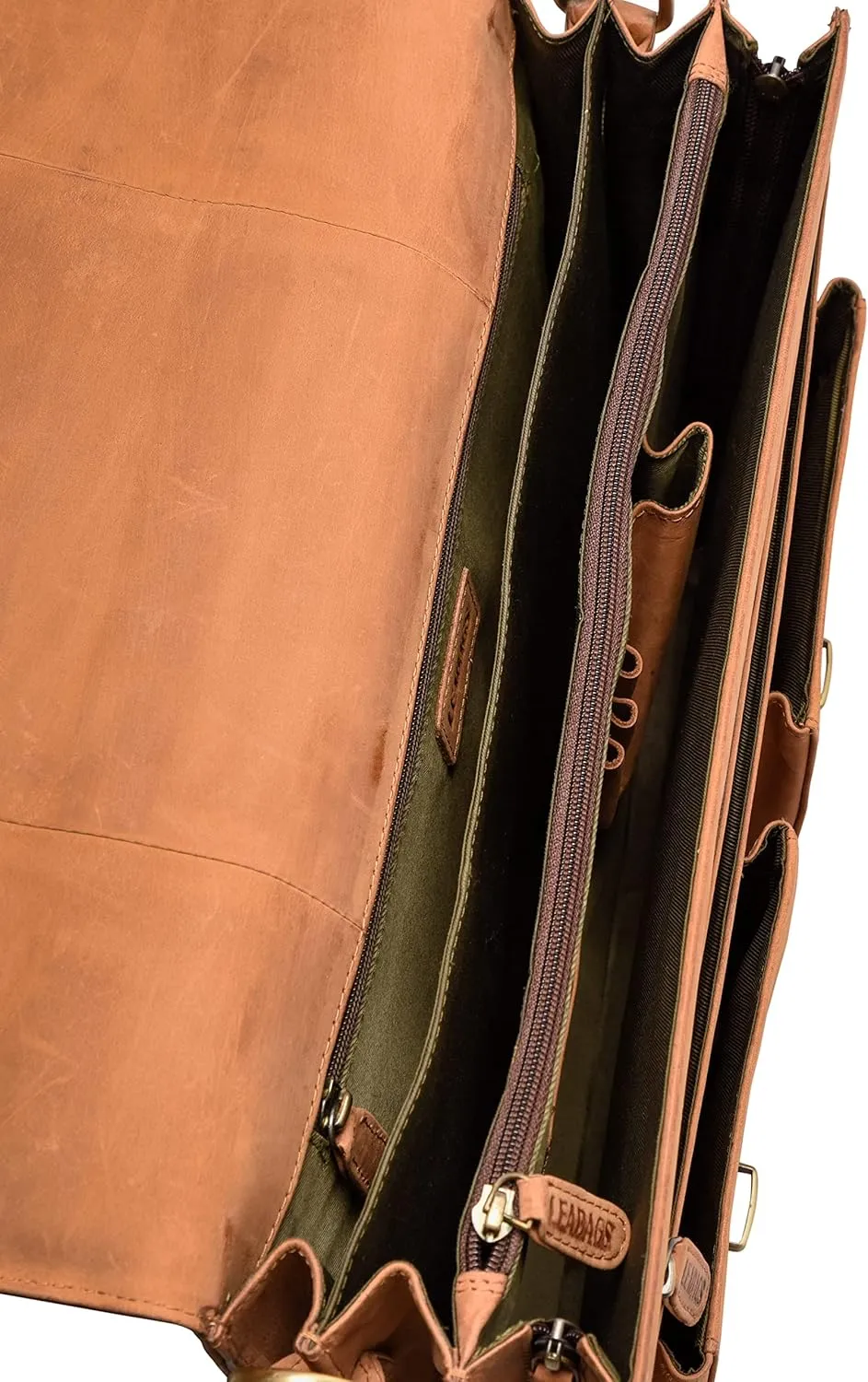 LEABAGS Leather Messenger Bag for Men - Genuine Buffalo Leather Miami Laptop 15" - Handbag Shoulder Bag Vintage Office bag