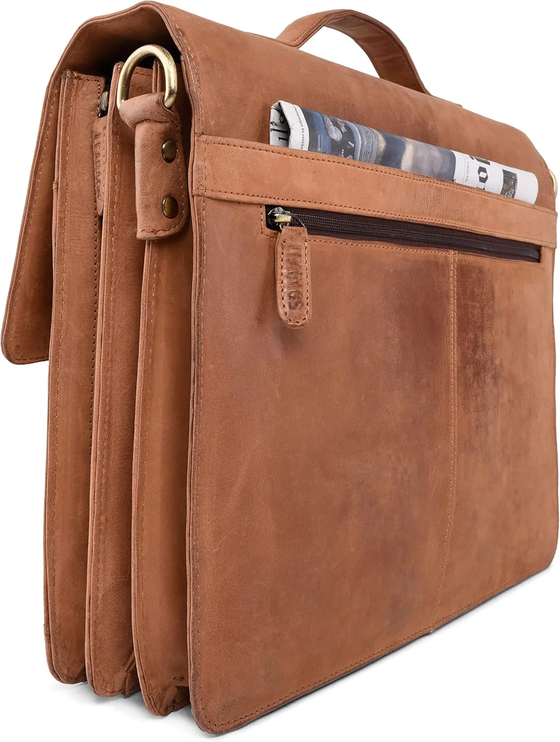 LEABAGS Leather Messenger Bag for Men - Genuine Buffalo Leather Miami Laptop 15" - Handbag Shoulder Bag Vintage Office bag