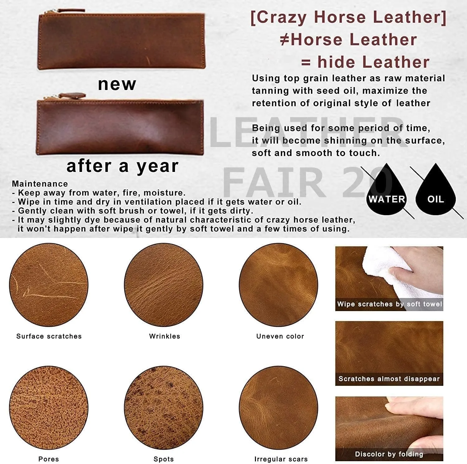 LEATHER FARM Round Leather Pillow Cover for Couch Throw Pillow Case/Leather Cushion Cover(Tan Round 16)