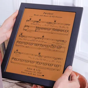 Leatherwork Anniversary Gift Sheet Music, 3rd Anniversary Gift, Love etched in Leather, Gift for Her, Gift for Him