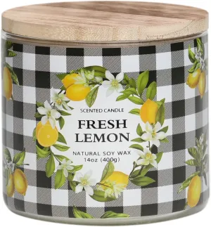 Lemon Candle, Fresh Lemon Scented Candle, Large 3 Wicks Candle, 14 oz