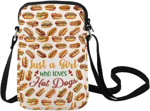 LEVLO Hot Dogs Crossbody Bag Food Lover Gift Just A Girl Who Loves Hot Dogs Shoulder Bag Hot Dogs Lover Merchandise