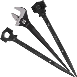 Lichamp 3pcs Spud Wrench Set, Include 12 inch, 3/8" x 1/2" Dual Head Ratchet and 3/4" x 7/8" Dual Socket Scaffold Wrench