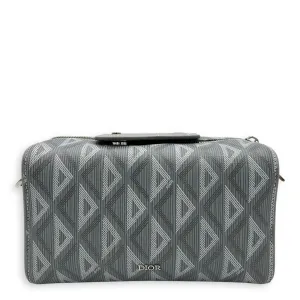 Lingot 22 Grey Crossbody Bag in Coated Canvas, Silver hardware
