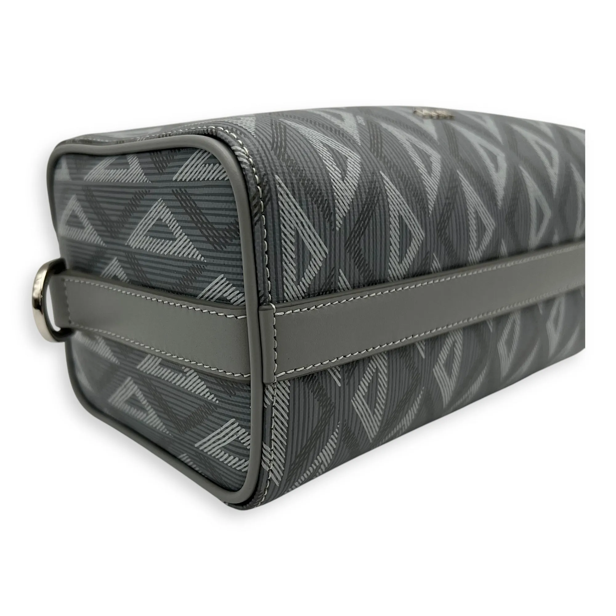 Lingot 22 Grey Crossbody Bag in Coated Canvas, Silver hardware