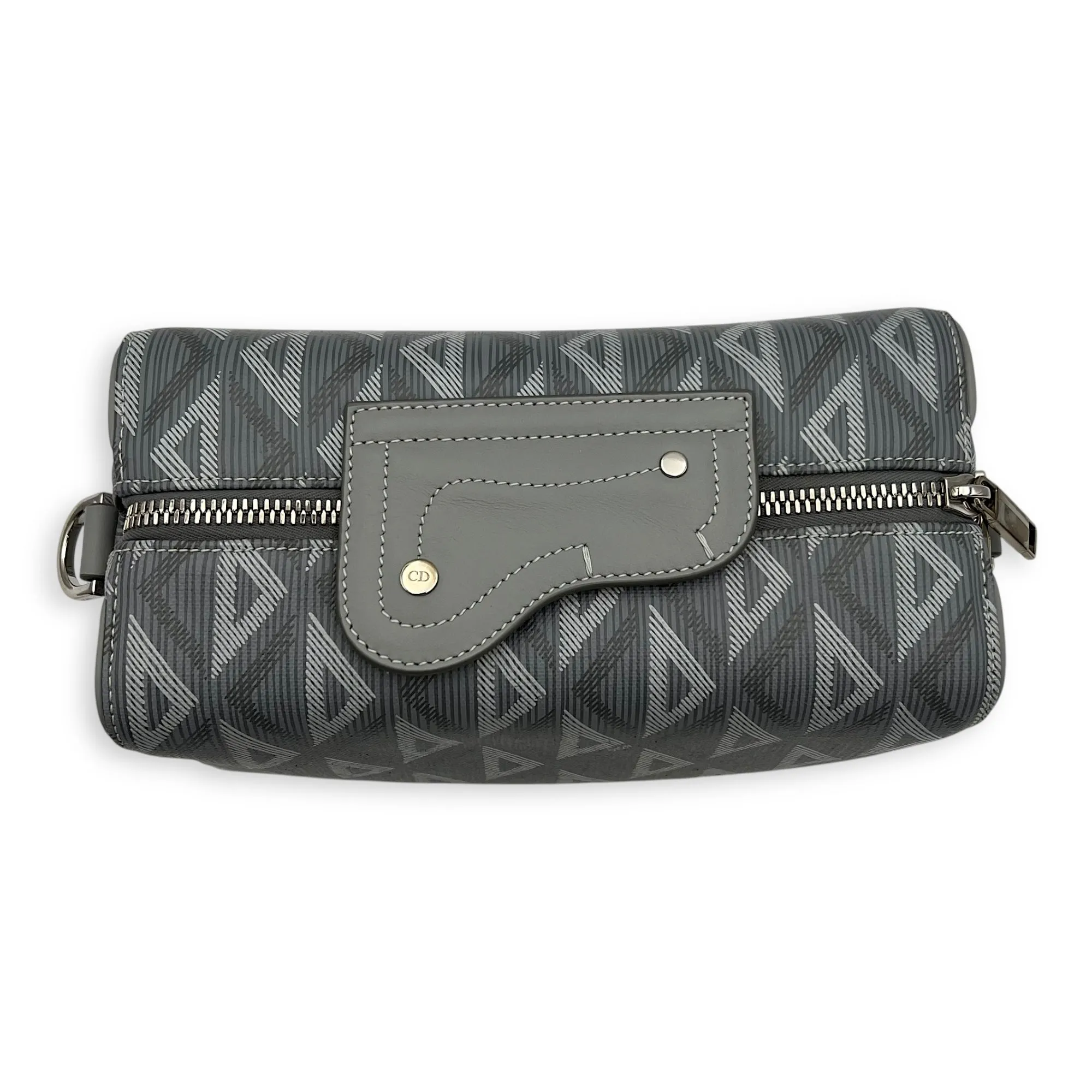 Lingot 22 Grey Crossbody Bag in Coated Canvas, Silver hardware