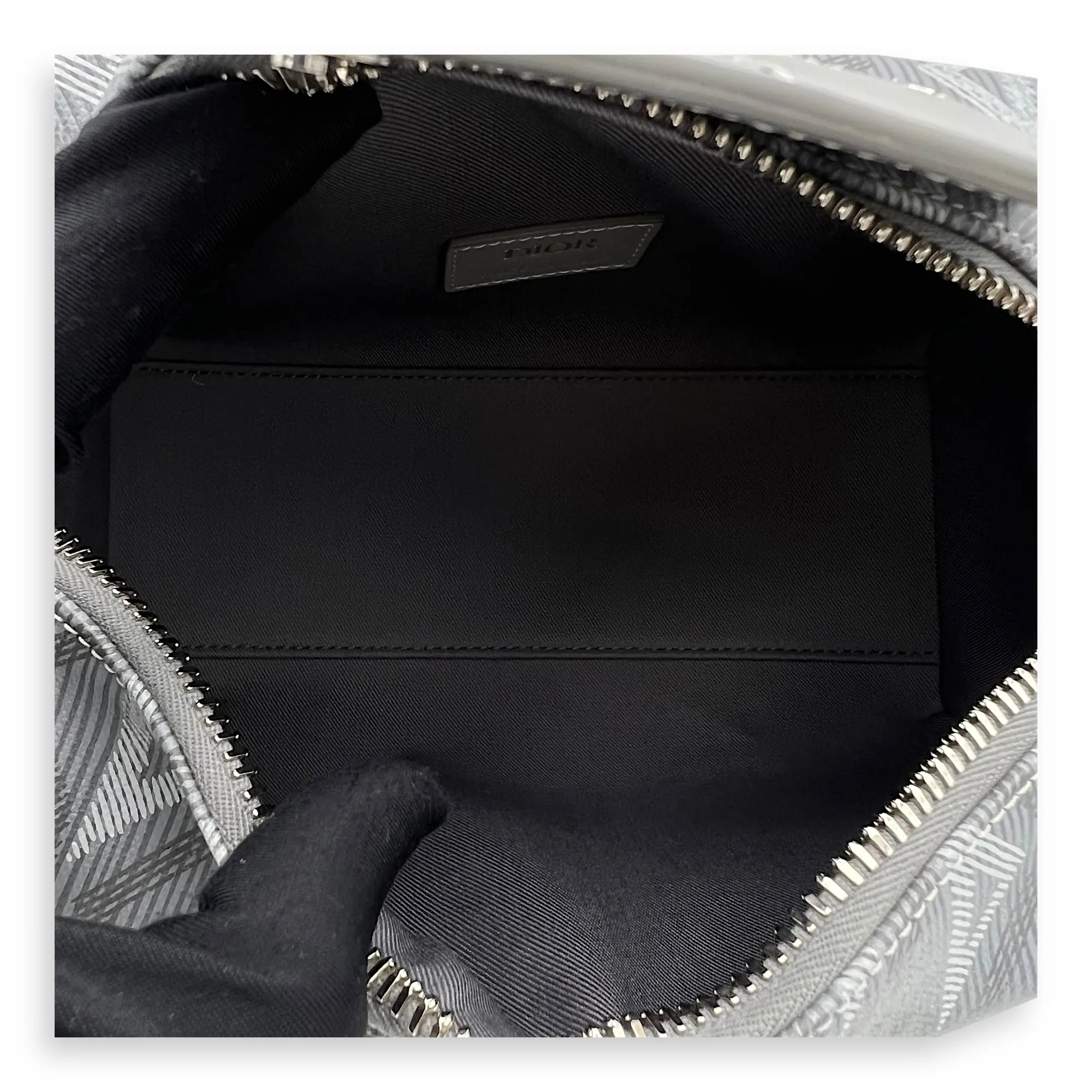 Lingot 22 Grey Crossbody Bag in Coated Canvas, Silver hardware