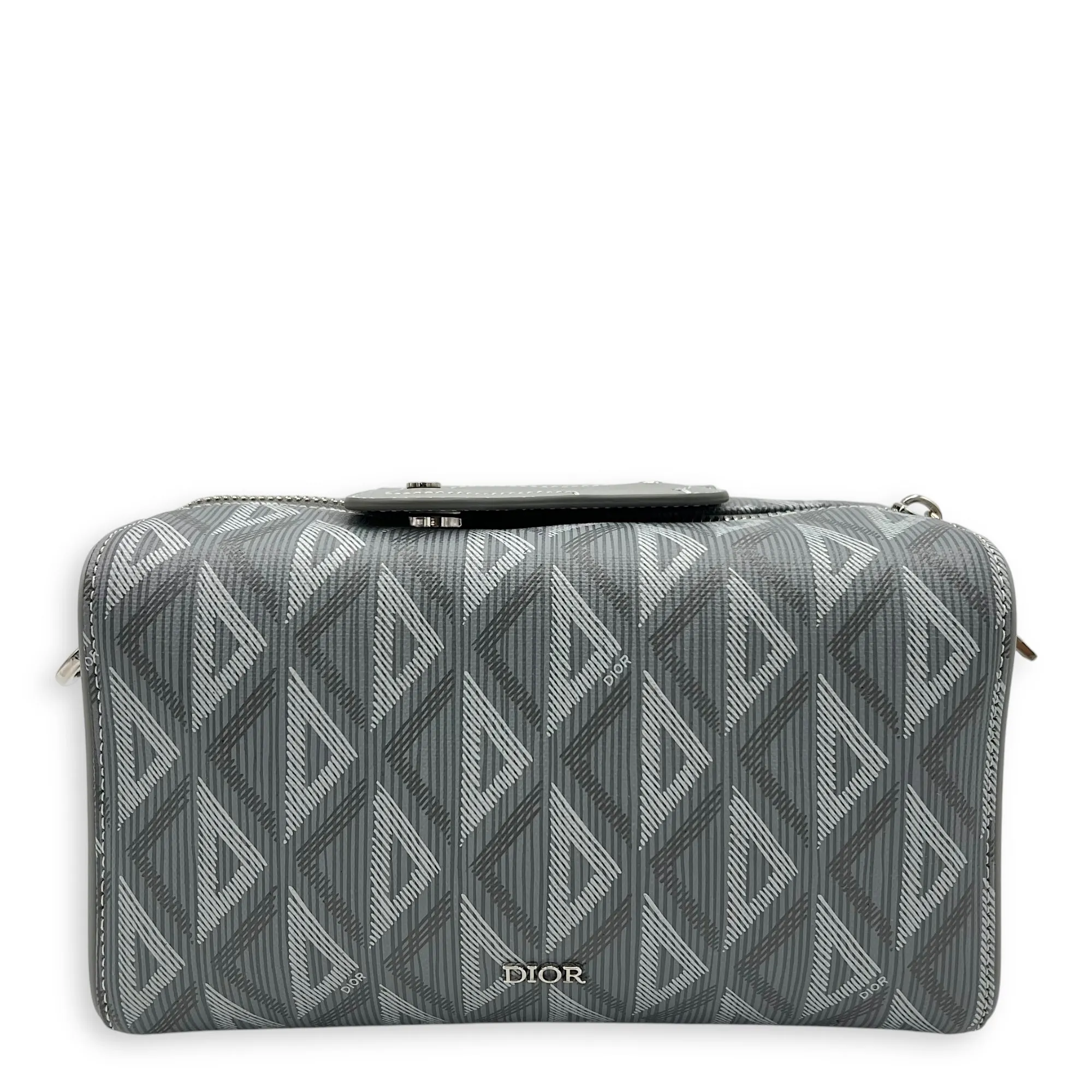 Lingot 22 Grey Crossbody Bag in Coated Canvas, Silver hardware