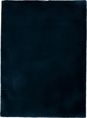Linon Haven Lux Soft Faux Rabbit Navy Solid Colored 3' X 5' Accent Rug