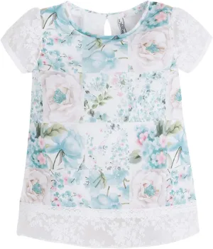 Little Girls 2T-9 Floral Print Lace-Sleeve Blouse Shirt/Top