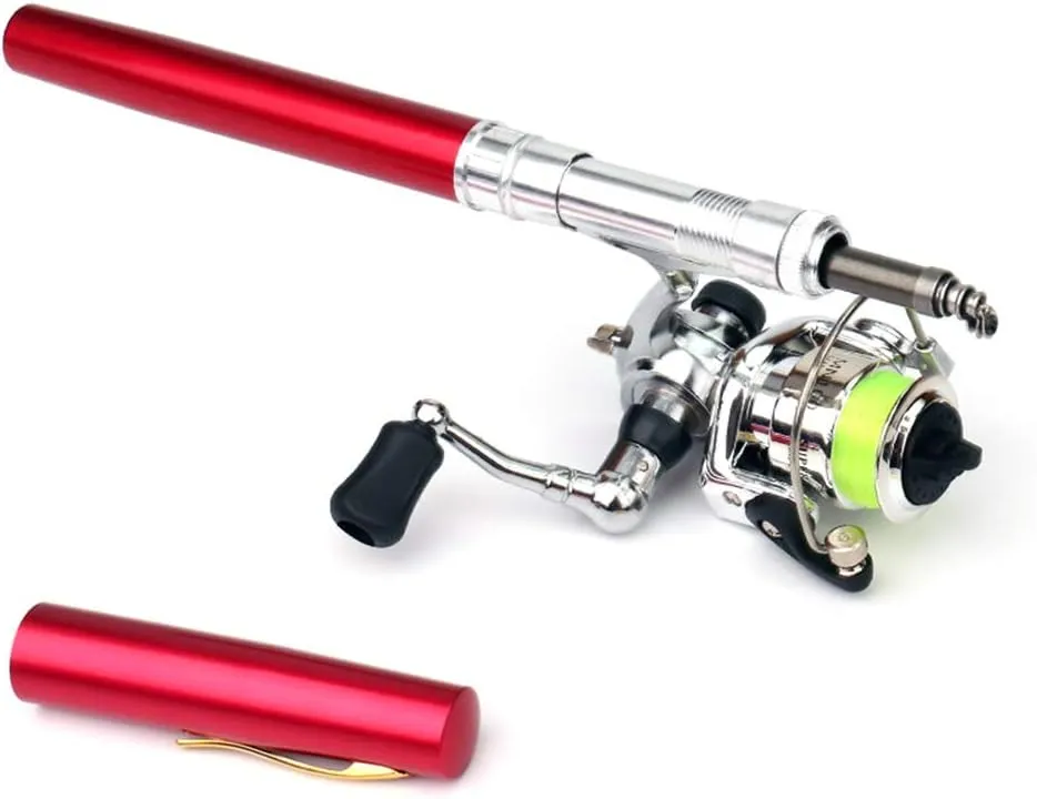 Lixada Fishing Rod Reel Combo Mini Pen Fishing Pole Kit Telescopic Fishing Rod Spinning Reel Combo Kit
