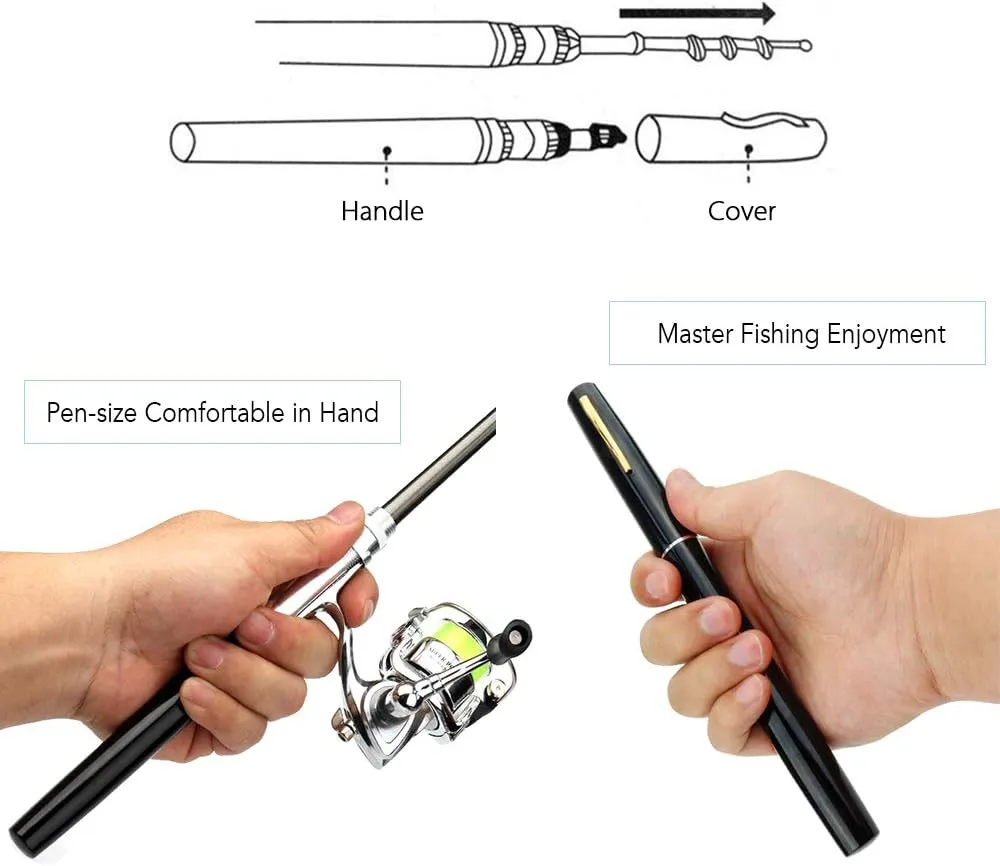 Lixada Fishing Rod Reel Combo Mini Pen Fishing Pole Kit Telescopic Fishing Rod Spinning Reel Combo Kit