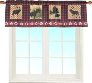 Lodge Rustic Northwoods Buffalo Check Plaid Window Curtain Valance for Decorative Rod Pocket 58 X 18 Inches