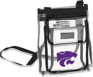Logo Brands NCAA Kansas State Wildcats Gameday Clear Crossbody Bag - Stadium Approved, Adjustable Strap, Two Pockets, Front Zipper Pocket