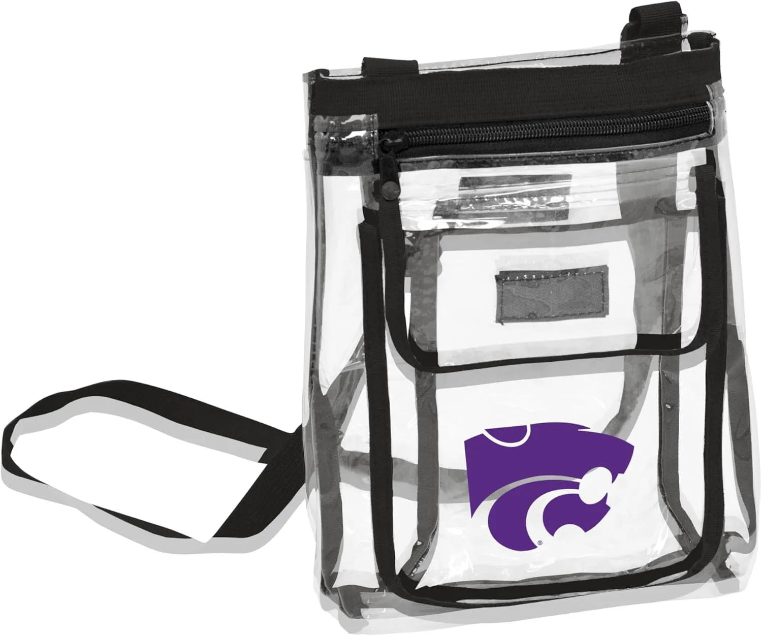 Logo Brands NCAA Kansas State Wildcats Gameday Clear Crossbody Bag - Stadium Approved, Adjustable Strap, Two Pockets, Front Zipper Pocket