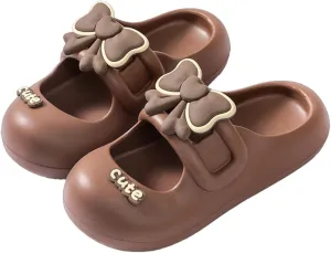 Loizziuy Women's Summer Bowknot Slipper House Slippers Anti-Slip Indoor Outdoor Sandals for All Seasons