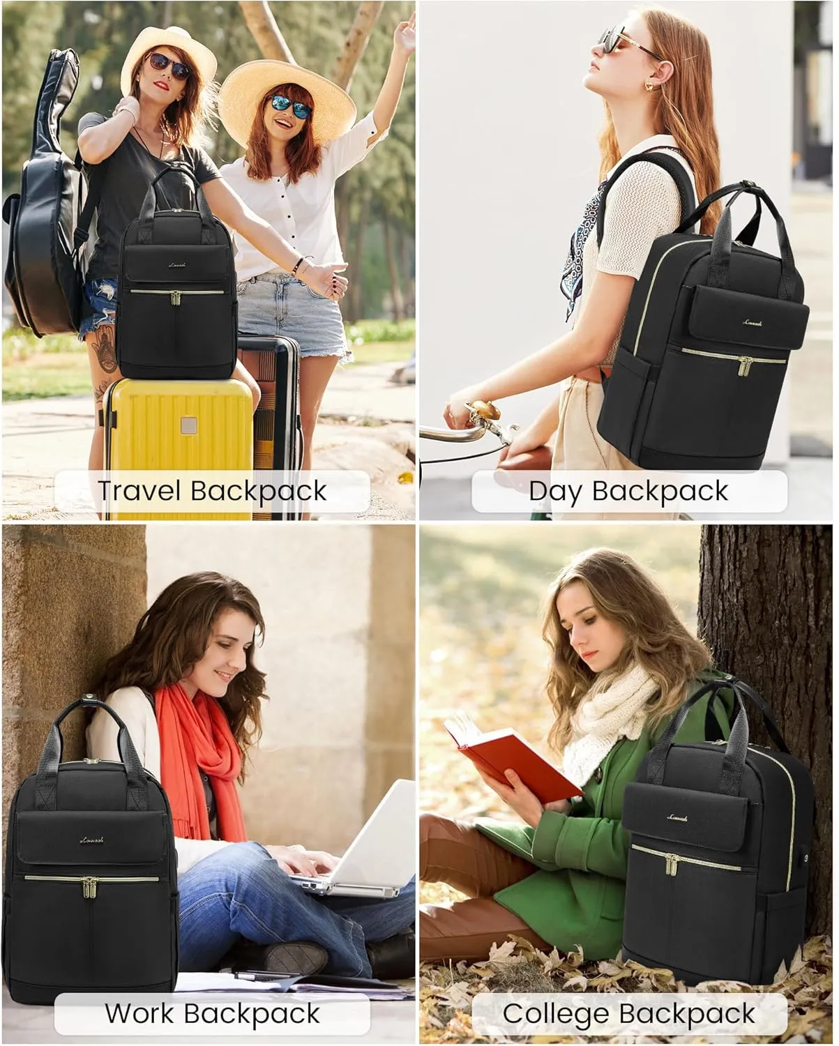LOVEVOOK Laptop Backpack for Women, 15.6inch Laptop Bag with USB Port, Waterproof Travel Work Backpack Purse, Anti-Theft Backpacks Casual Computer Daypack Nurse Teacher Bag