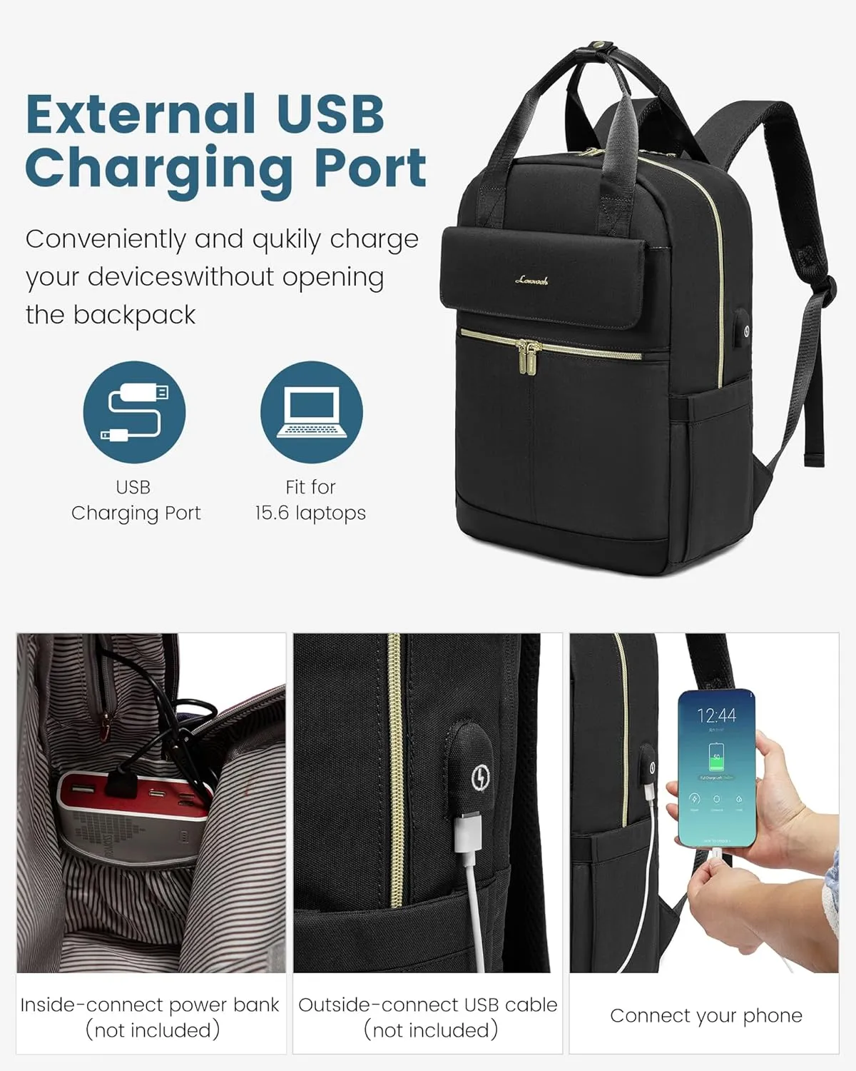 LOVEVOOK Laptop Backpack for Women, 15.6inch Laptop Bag with USB Port, Waterproof Travel Work Backpack Purse, Anti-Theft Backpacks Casual Computer Daypack Nurse Teacher Bag