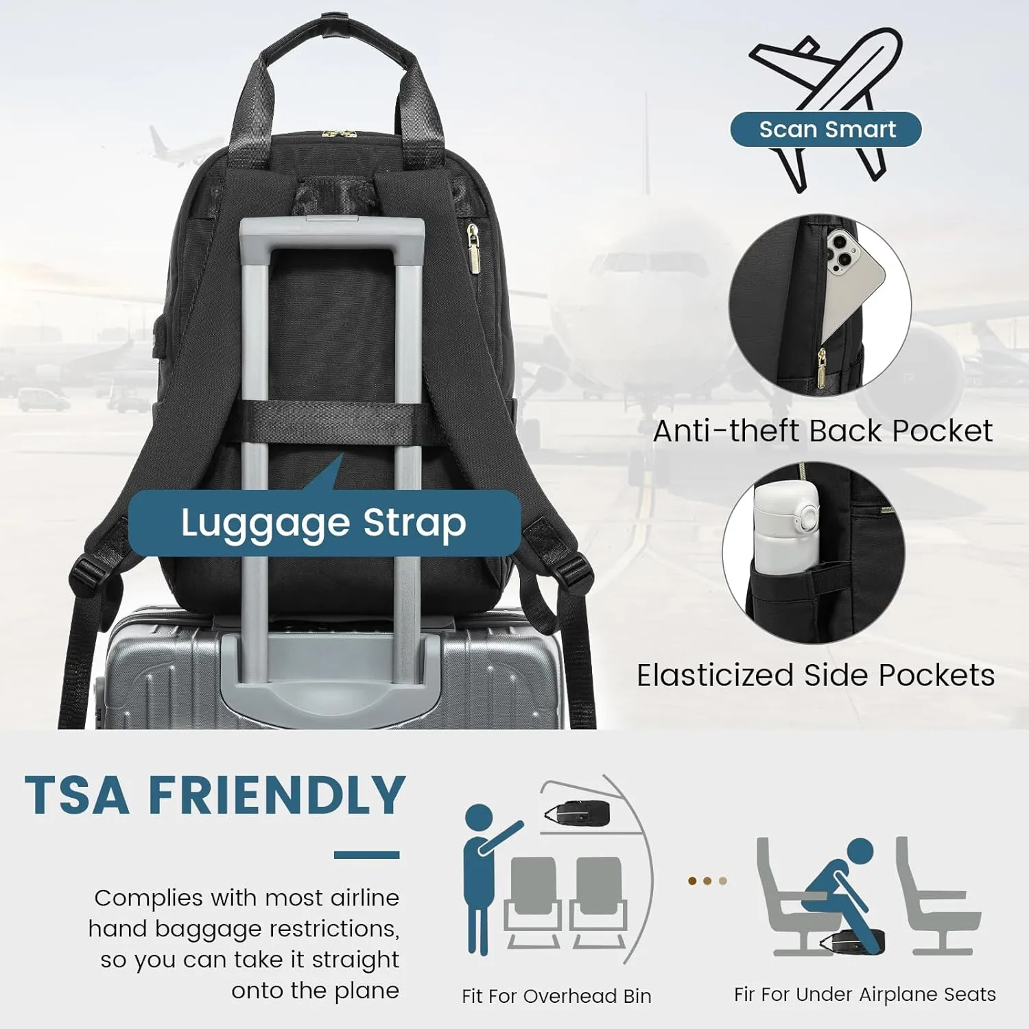 LOVEVOOK Laptop Backpack for Women, 15.6inch Laptop Bag with USB Port, Waterproof Travel Work Backpack Purse, Anti-Theft Backpacks Casual Computer Daypack Nurse Teacher Bag