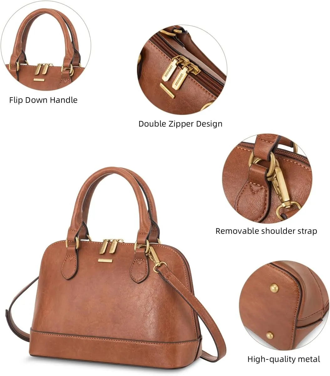 LOVEVOOK Purse for Women Small Crossbody Bags Classic Double Zip Top Handle Dome Satchel Bag