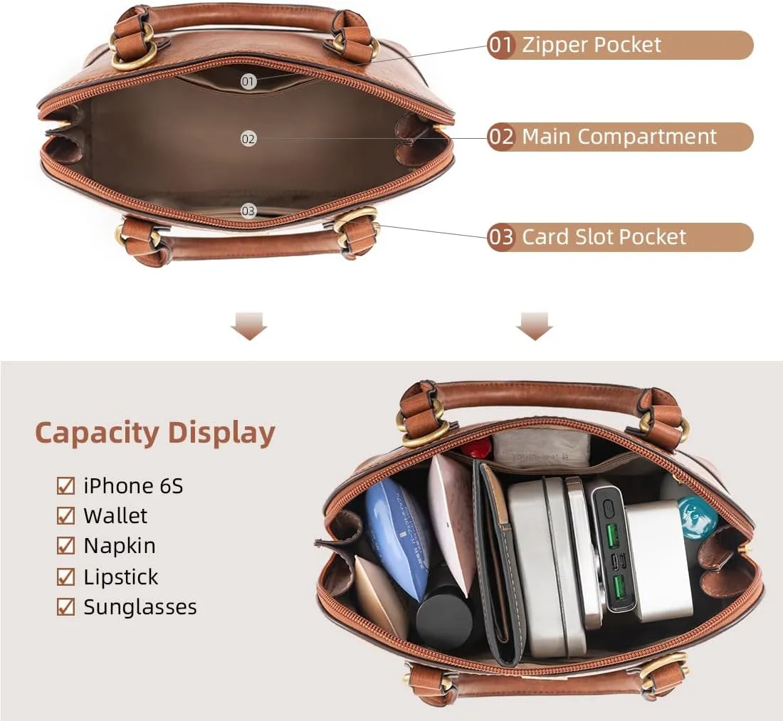 LOVEVOOK Purse for Women Small Crossbody Bags Classic Double Zip Top Handle Dome Satchel Bag