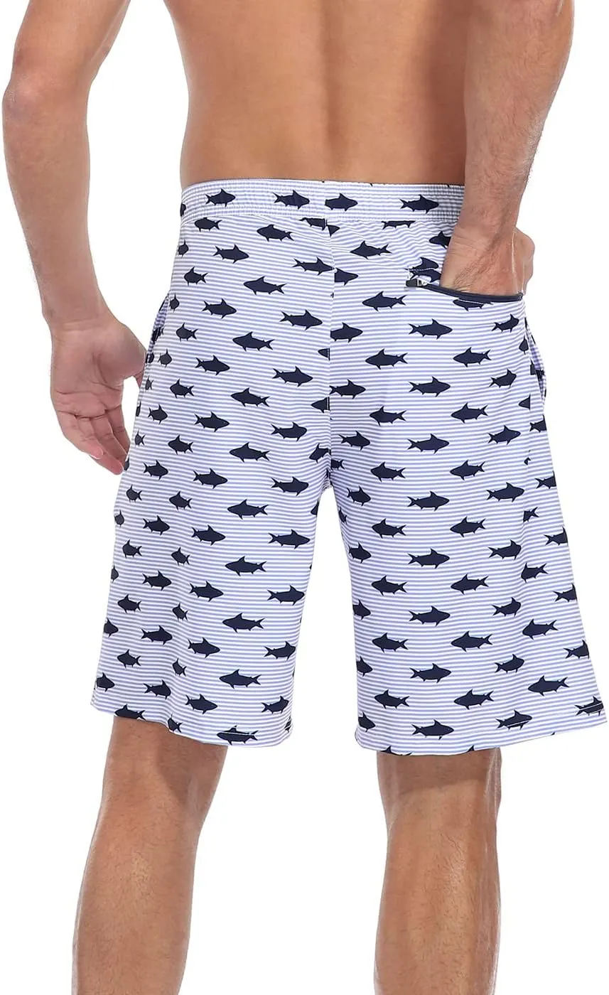 LRD Men's Swim Trunks with Compression Liner 9 Inch Inseam Quick Dry Board Short