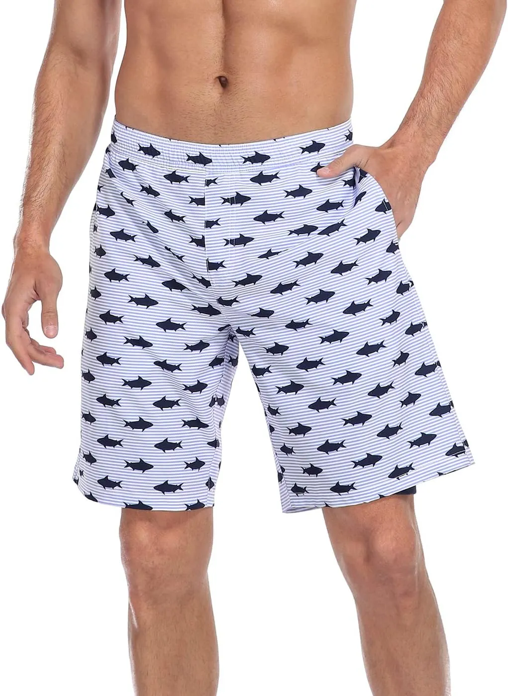 LRD Men's Swim Trunks with Compression Liner 9 Inch Inseam Quick Dry Board Short