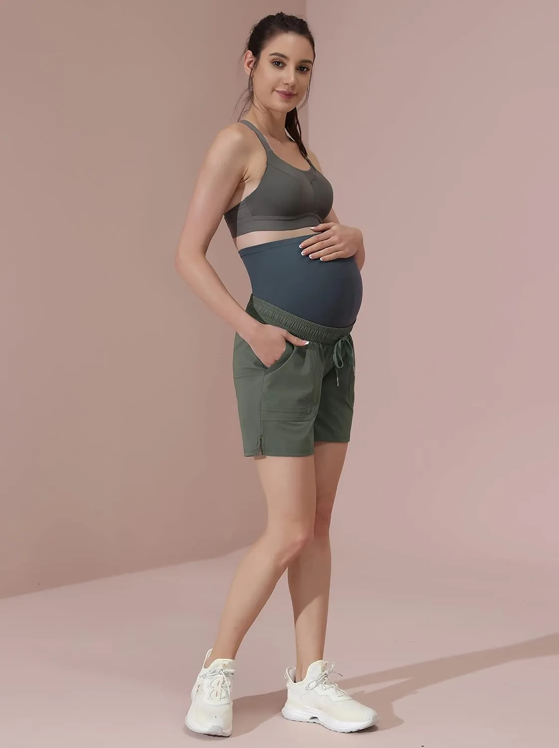 Maacie Maternity Hiking Shorts Quick Dry Waterproof 5" Workout Sports Shorts Outdoor Casual