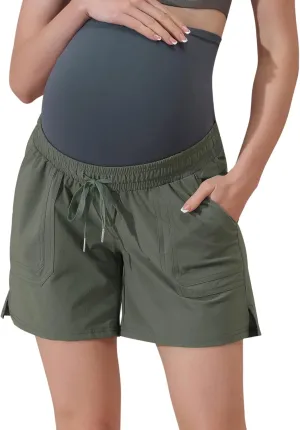 Maacie Maternity Hiking Shorts Quick Dry Waterproof 5" Workout Sports Shorts Outdoor Casual