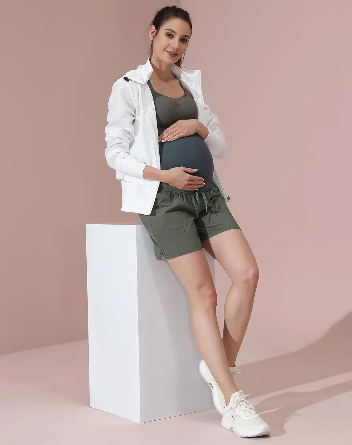 Maacie Maternity Hiking Shorts Quick Dry Waterproof 5" Workout Sports Shorts Outdoor Casual