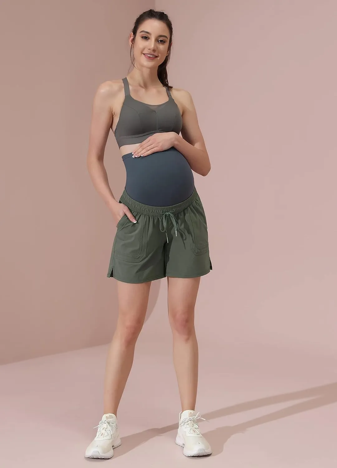 Maacie Maternity Hiking Shorts Quick Dry Waterproof 5" Workout Sports Shorts Outdoor Casual