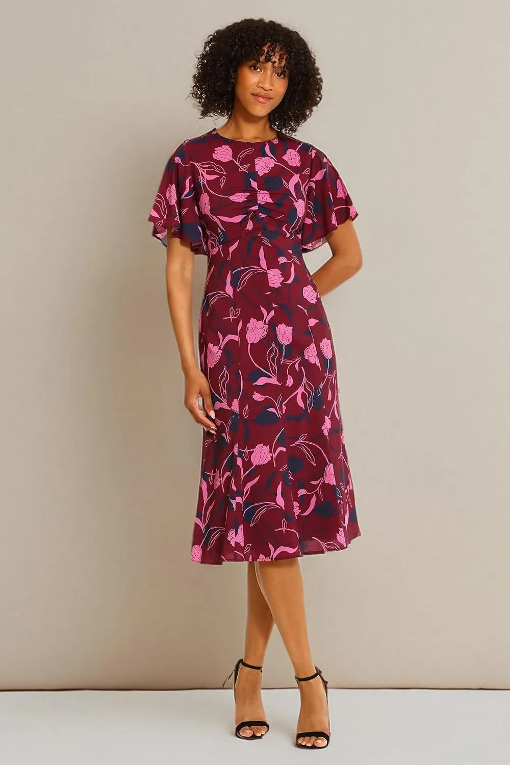 Maggy London Women's Flutter Sleeve Fit and Flare CDC Dress Event Occasion Party Date Night Out Guest of