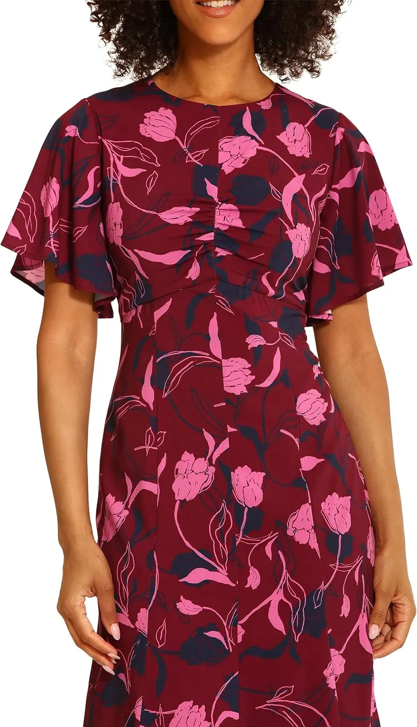 Maggy London Women's Flutter Sleeve Fit and Flare CDC Dress Event Occasion Party Date Night Out Guest of