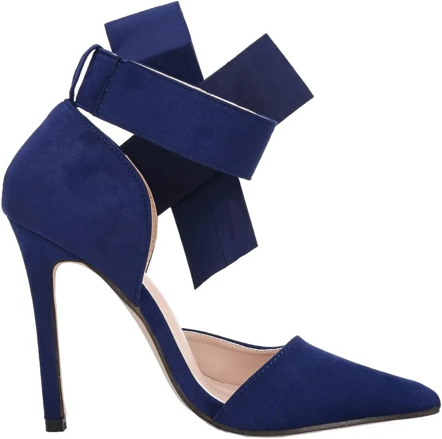 MAIERNISI JESSI Women's Pointy Toe High Heel Stiletto Big Bowknot Pumps