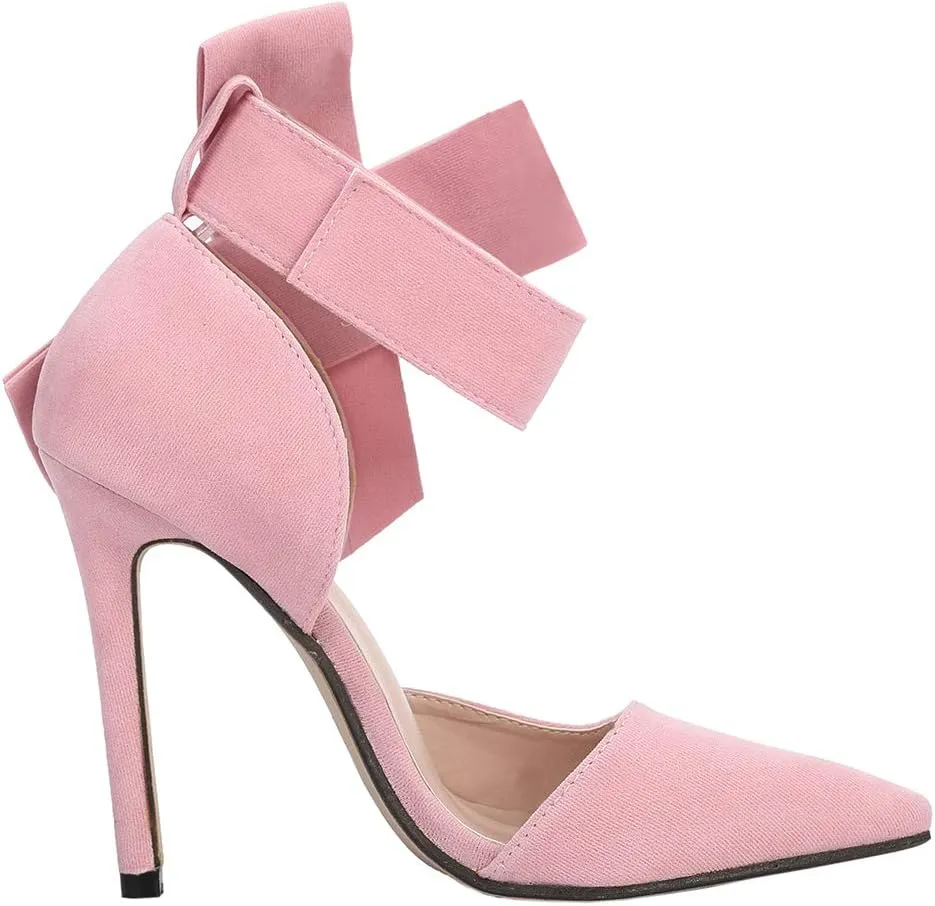 MAIERNISI JESSI Women's Pointy Toe High Heel Stiletto Big Bowknot Pumps