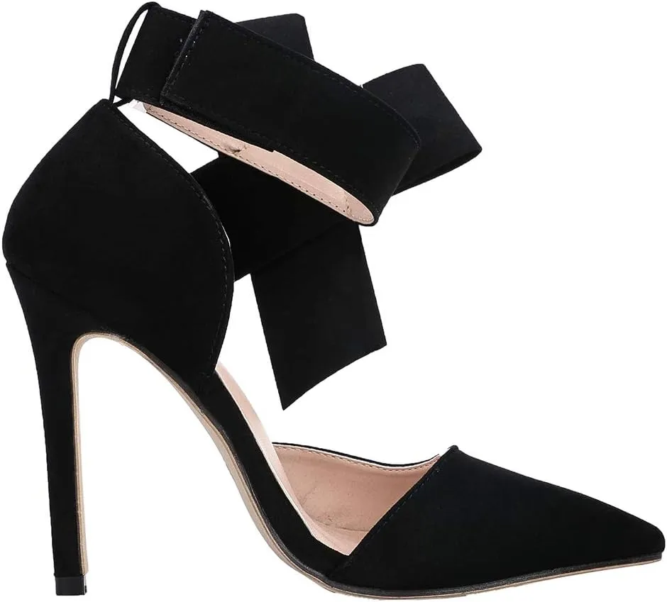 MAIERNISI JESSI Women's Pointy Toe High Heel Stiletto Big Bowknot Pumps