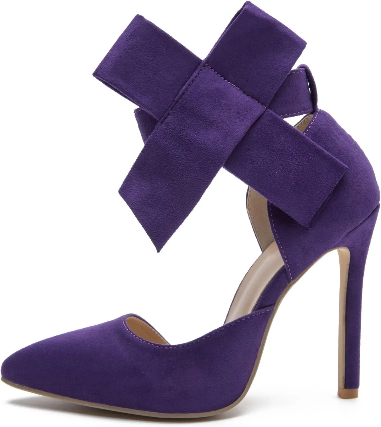MAIERNISI JESSI Women's Pointy Toe High Heel Stiletto Big Bowknot Pumps