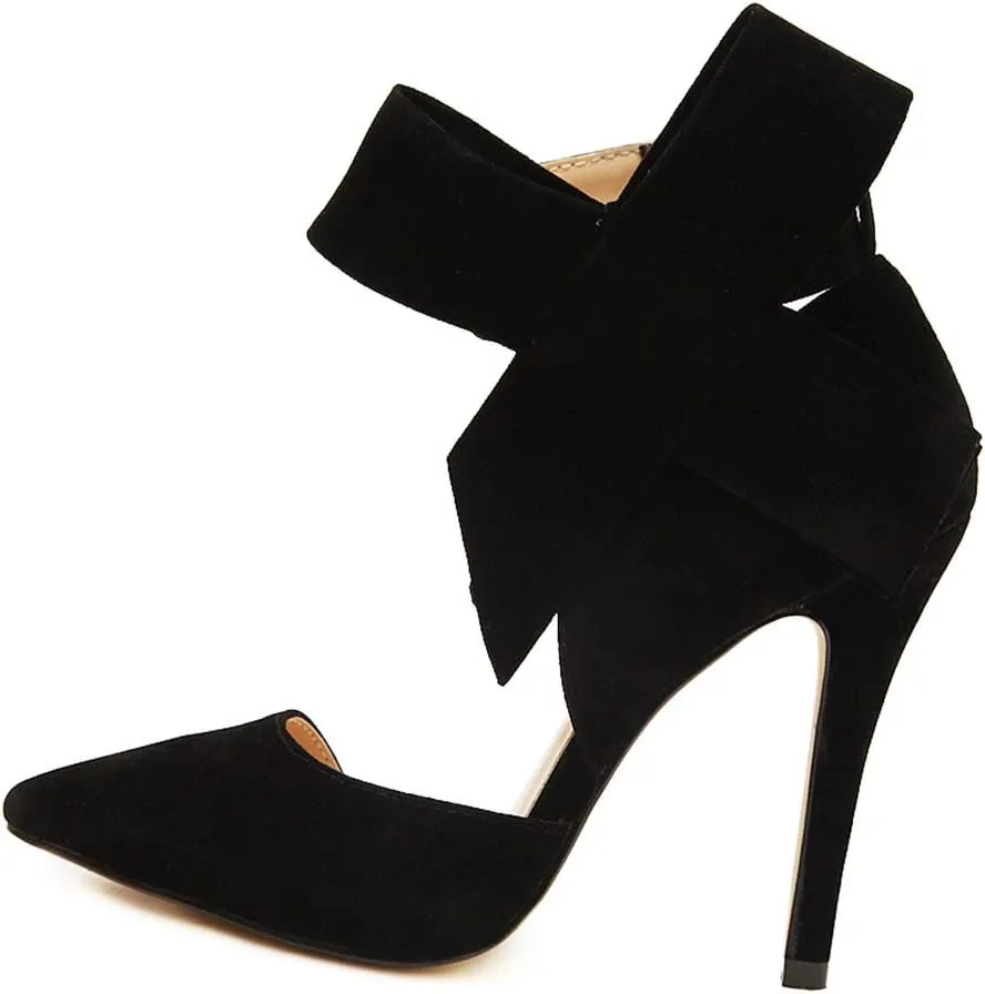 MAIERNISI JESSI Women's Pointy Toe High Heel Stiletto Big Bowknot Pumps
